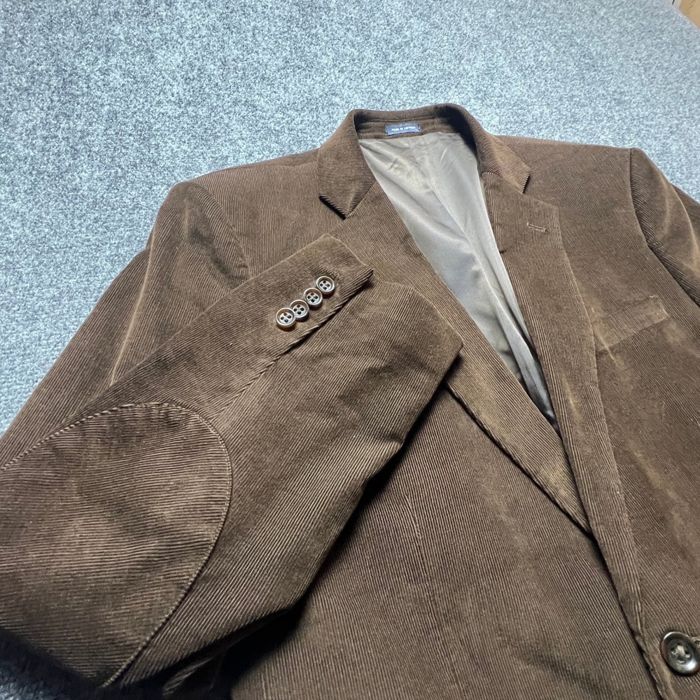 Stafford Signature Mens 44R Brown Corduroy Blazer Sportcoat Elbow Patches Jacket